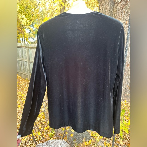 Vintage Crimson Black Velvet/Valuer Cape Cardigan Size M - Picture 3 of 8